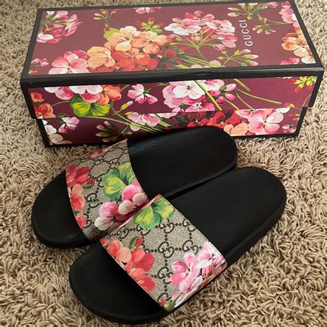 gucci floral slides replica|gucci floral slides nordstrom.